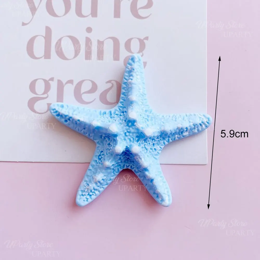 10 Stück Ozean Muschel Kuchen Topper Harz Blau Gelb Weiß Muschel Seestern Cupcake Topper für Ozean Meer Alles Gute zum Geburtstag Kuchen Dekor – Detail 9