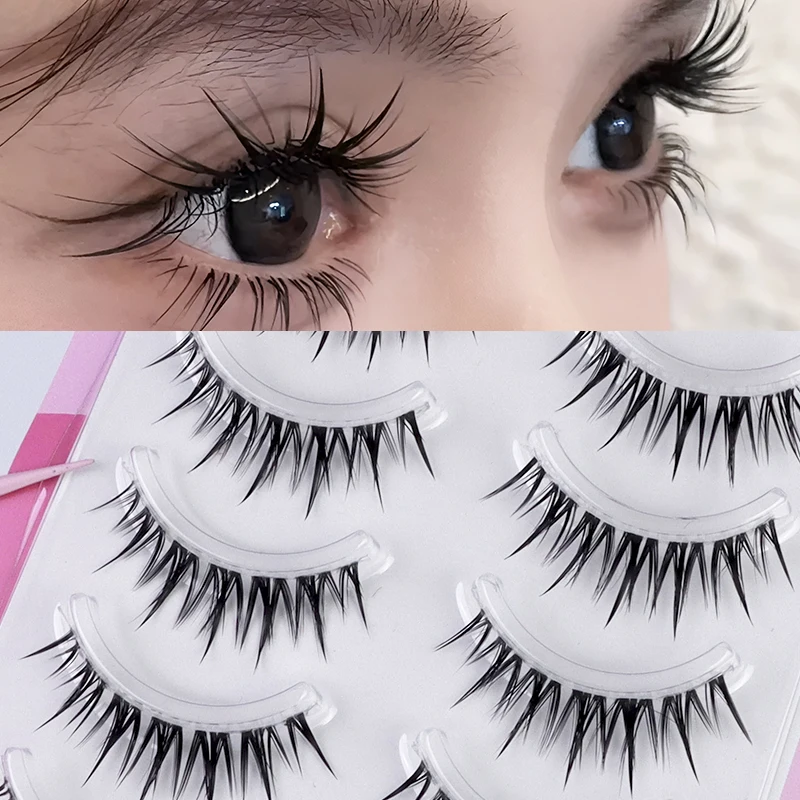 5 paia volume ciglia finte 3D ciglia finte a striscia completa fascia trasparente in un unico pezzo ciglia finte lunghe con ricciolo a C
