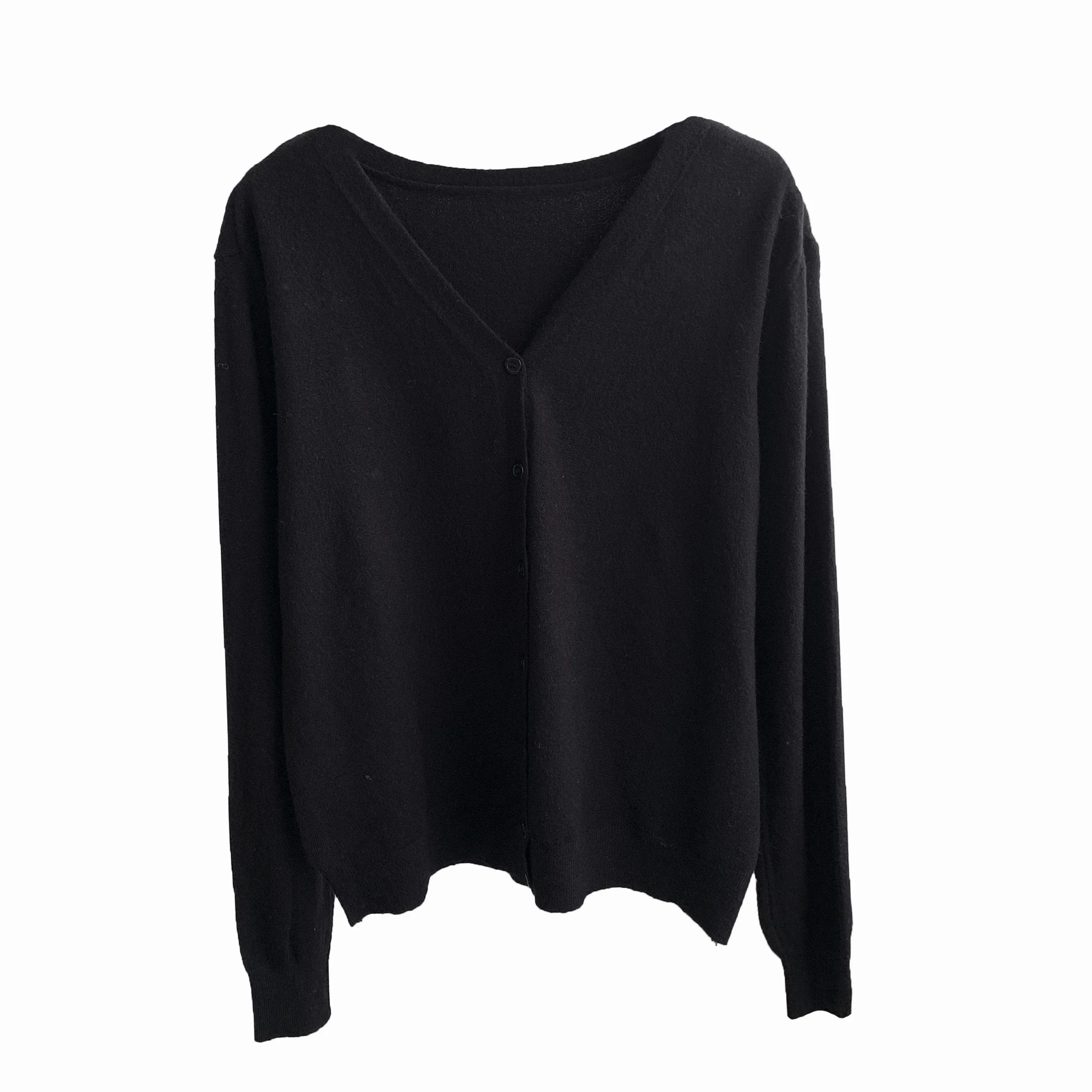 

Spring Autumn V-ne Camere-like Button Knitted Open Cardigan Soft Loose Outerwear Thin Elastic Slimming Top for Women