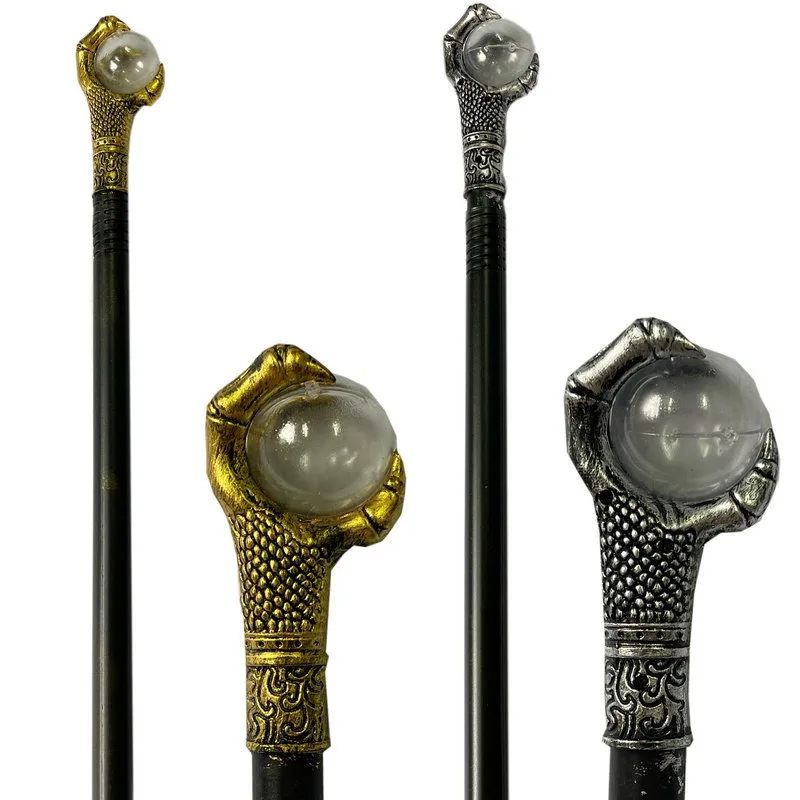 

Halloween Wand Snake Head King's Scepter Round Handle Costumes Walking Cane Royal King Claw Ball Halloween Walking Stick