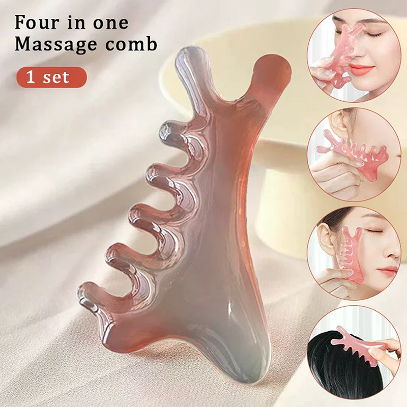 

1Pcs Resin Five Wide Tooth Comb Body Meridian Massage Comb Acupuncture Therapy Blood Circulation Anti-static Smooth Hair Comb