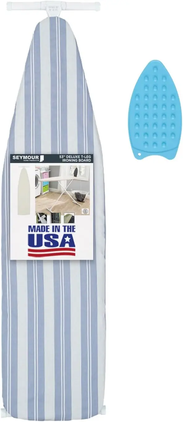 

Full Size Ironing Board with Adjustable Height, Cover, Pad & Silicone Rest - Folds Flat for Easy Storage