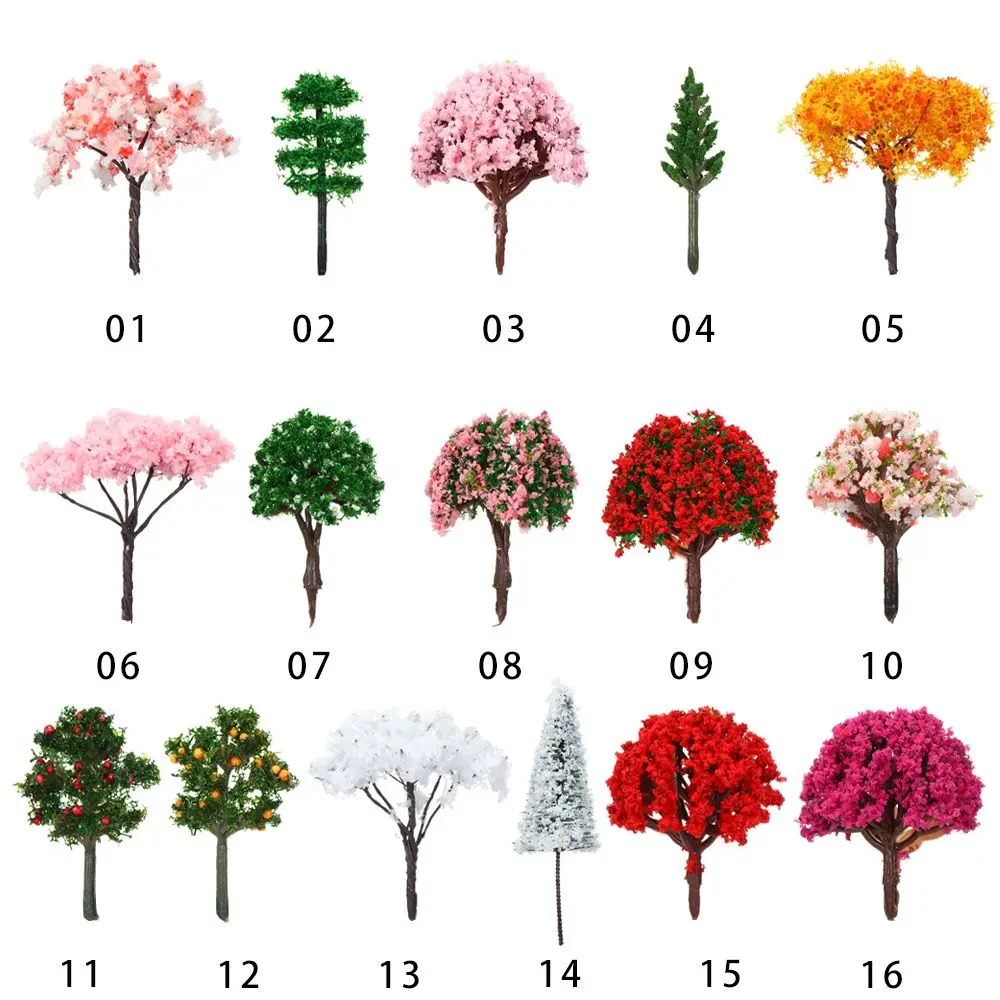 Model Train Plastic Artificial Scenery Trees Miniature Flower Tree Building Landscape Accessories Railroad Decoration