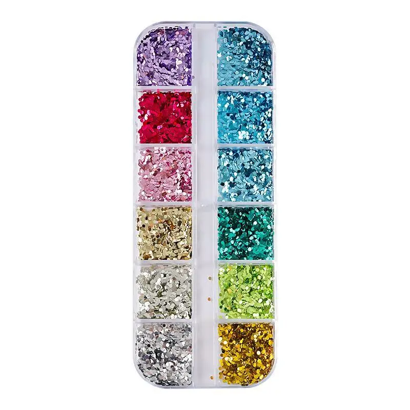 Round Dot Nail Glitter Sequins 12 Vibrant Colors High Sparkle 1 Set for Party Nail Design Home DIY Use
