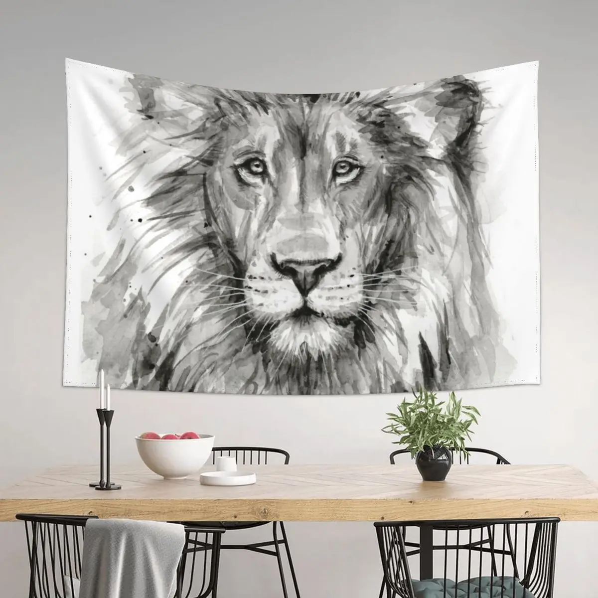 

Lion Watercolor Painting Tapestry Wall Hanging Wall Mushroom Funny Tapestry