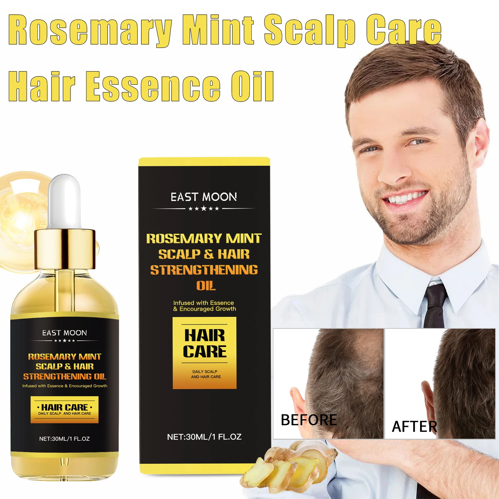 Rosemary Mint Essential Oil For Men Scalp Care Lasting Nourishing Strengthen Hair Roots Smoothing Shiny Hair Booster Hair Care
