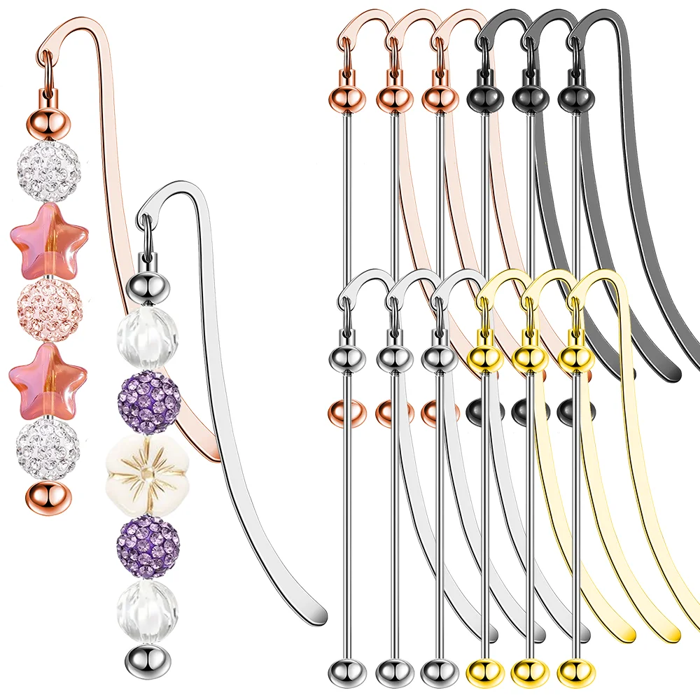 4/6 piezas de tiras metálicas en blanco para marcapáginas, adecuadas para la elaboración de marcapáginas con cuentas, manualidades, regalos, artículos de oficina (4 colores)