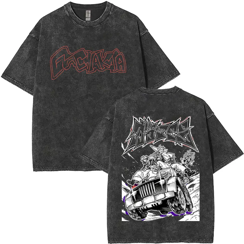 Anime Gachiakuta Enjin Vintage Washed T-Shirts für Männer und Frauen Manga Cosplay Harajuku T-Shirt Herren Mode Lässige Oversize T-Shirts – Detail 4