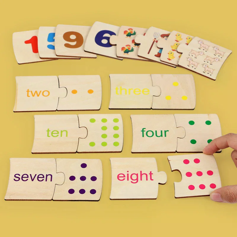 صندوق حديد للأطفال رقم التنوير يقترن خشبي الحيوان الغذاء لغز مجلس التفكير المنطقي لعبة التدريب ألعاب تعليمية #5