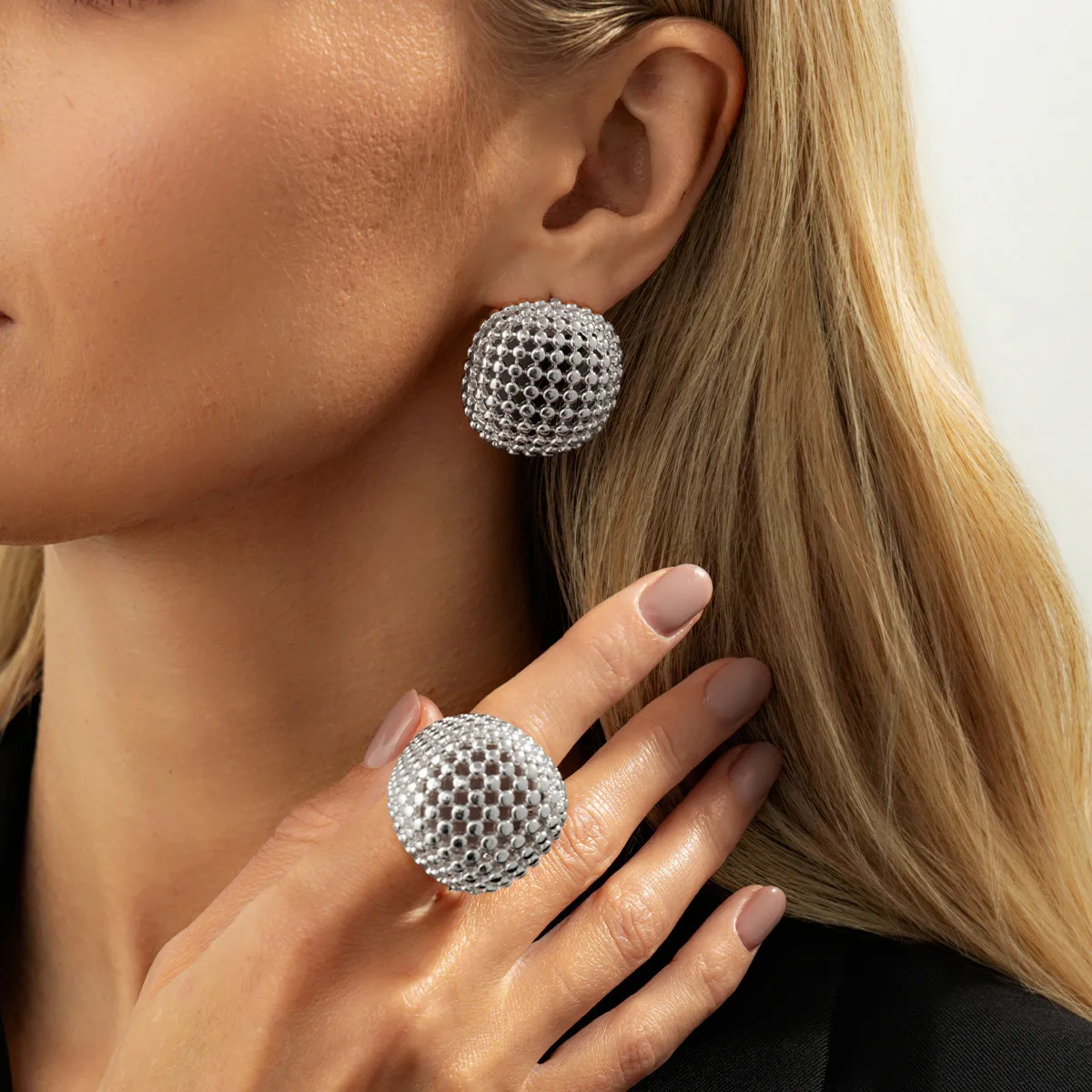 

2pcs/Set Luxury Geometric Adjustable Open Rings for Women Vintage Irregular Square Chunky Knuckle Ring Earings Wedding Jewelry