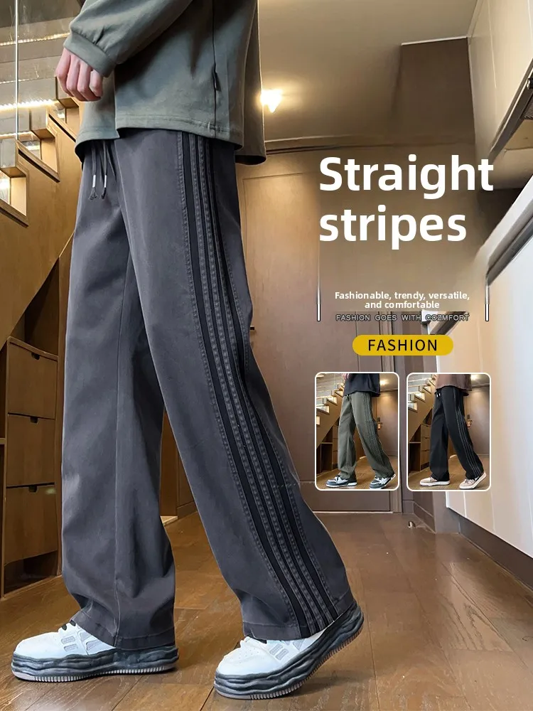 

Мужские повседневные брюки прямого кроя, удобные, универсальные, свободного кроя, на резинке, весна-осень, новинка, стильный американский дизайн...