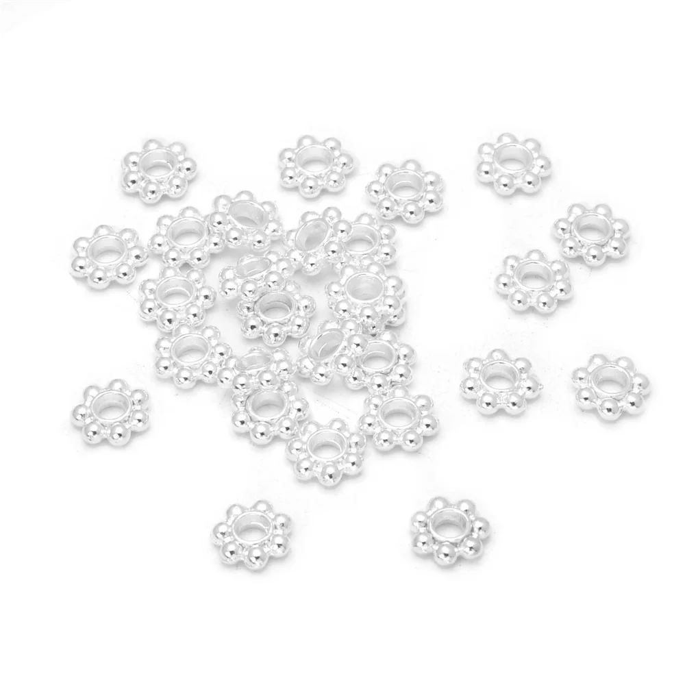 300 Stück 4/6mm Legierungs-Blumen-Abstandsperlen Gänseblümchen Metall-Schmuck-Abstandshalter für Armband- und Halsketten-Schmuckherstellung – Detail 7