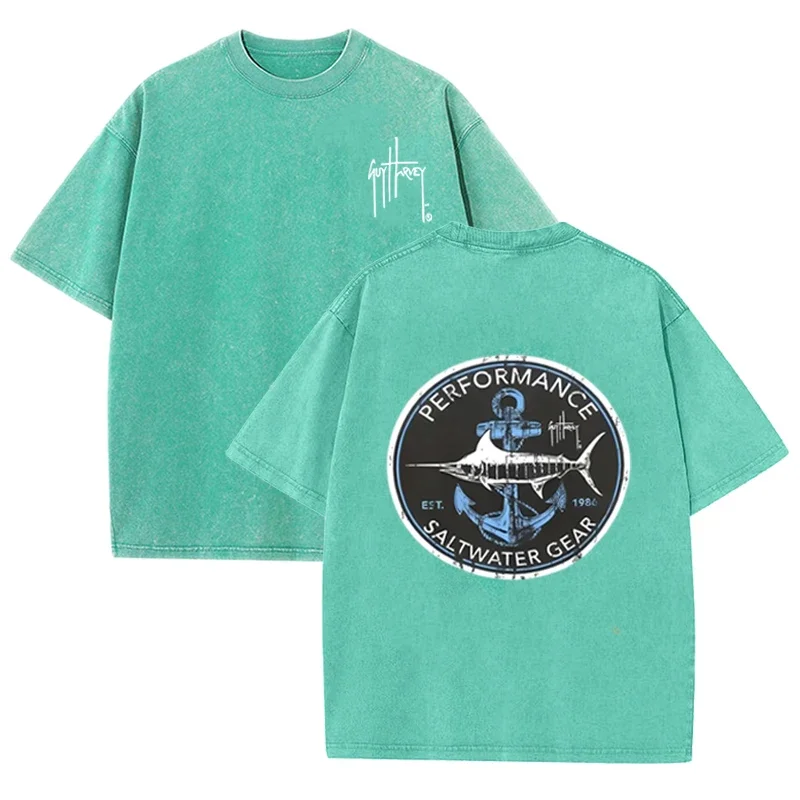 Vintage Black Guy Harvey T Shirt Marlin & Anchor Acid Wash Oversized Tee view 5