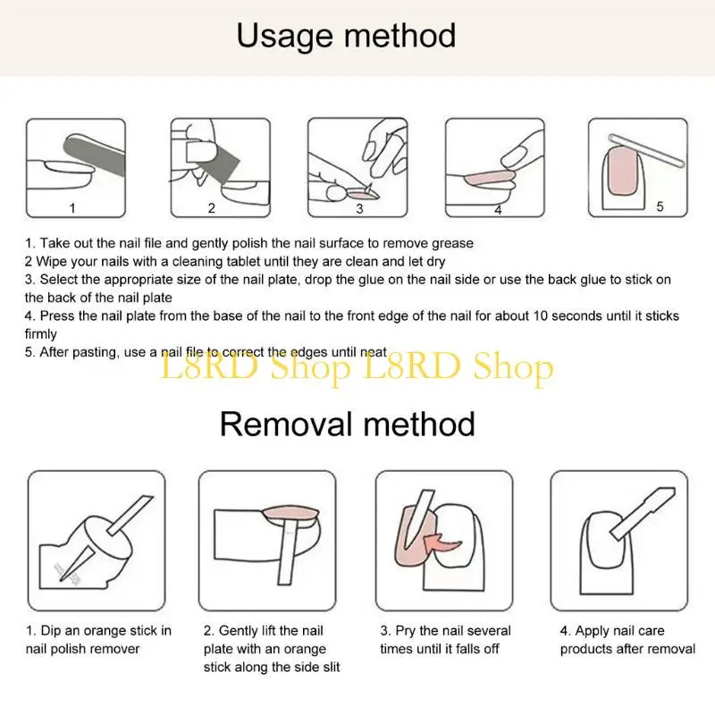 

L8RD 24Pcs Square Press on Valentine French Fake Acrylic False Artificial Glues on for Womens Girls