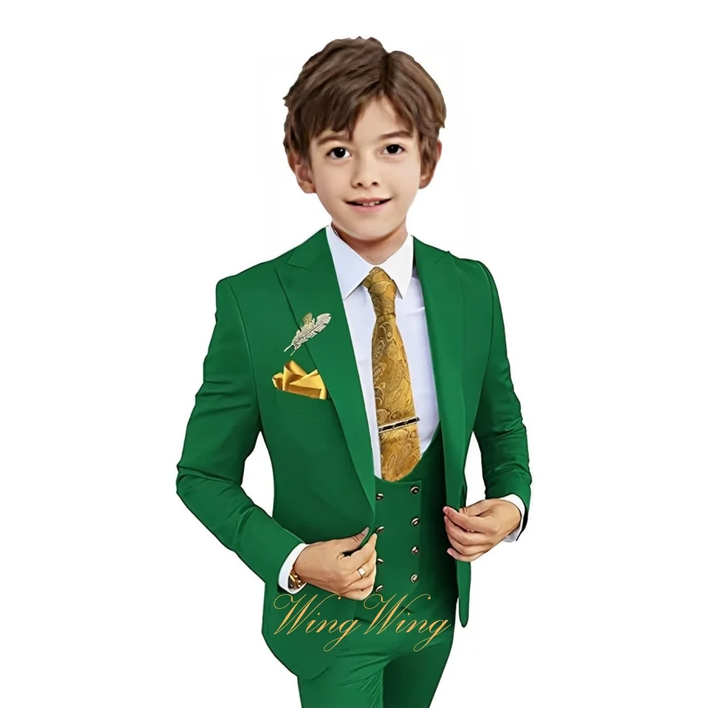 Wedding Boy's 3-piece Suit Set Slim Fit Jacket Pants Vest Groomsman Tuxedo Formal Blazer Elegant Suit for Boys