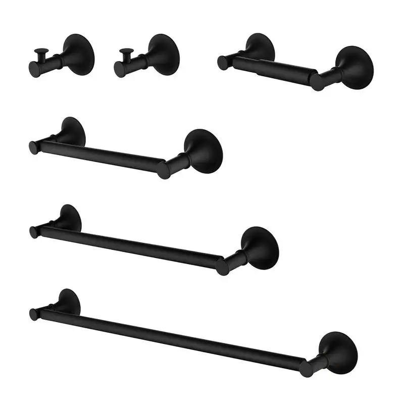 

6-Piece Wall Mount Brass Towel Rack Set for Bathroom Storage and Organization