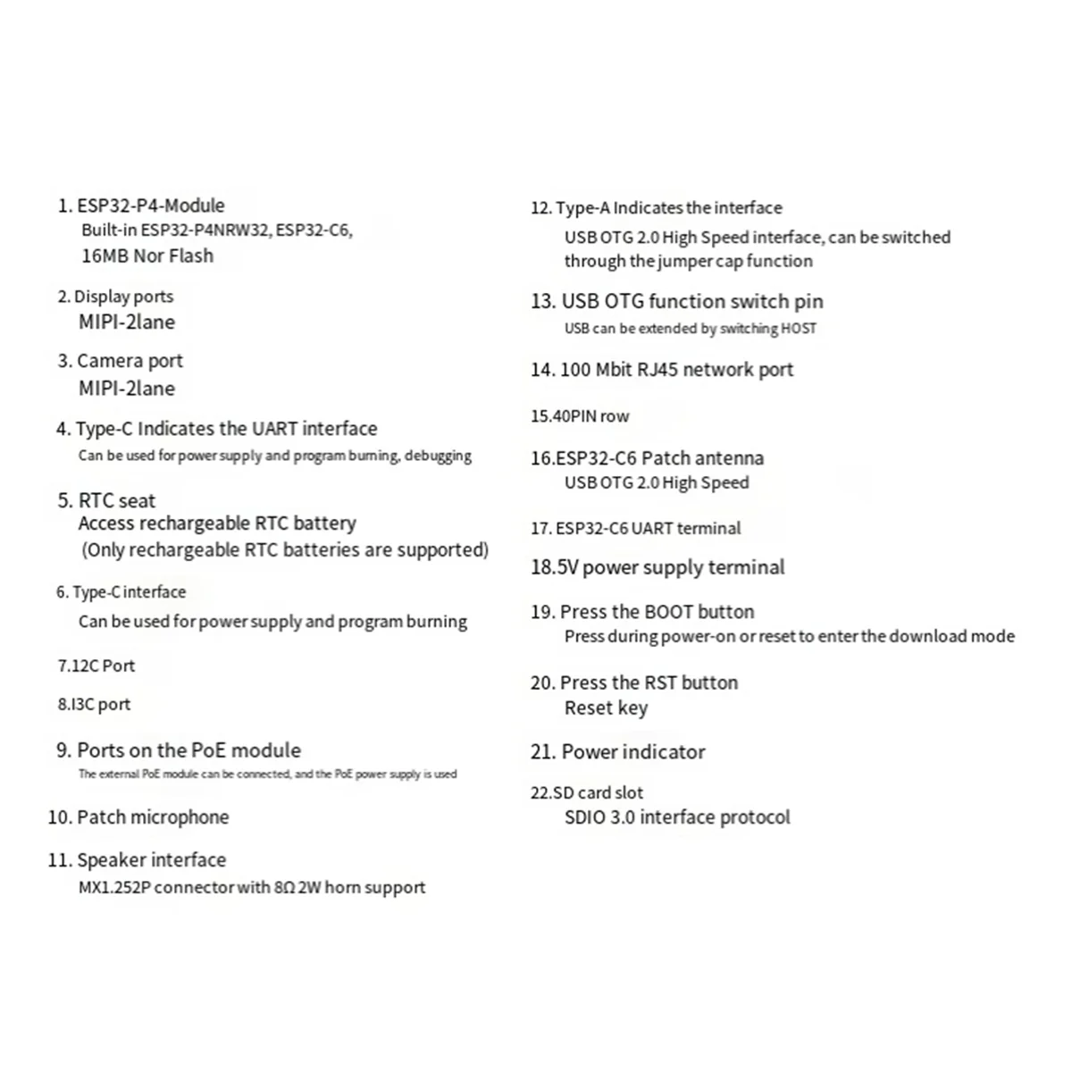 New ESP32-P4-Module Development Board with 5MP OV5647 Camera Speaker Supports for Wi-Fi6/BLE POE Interface
