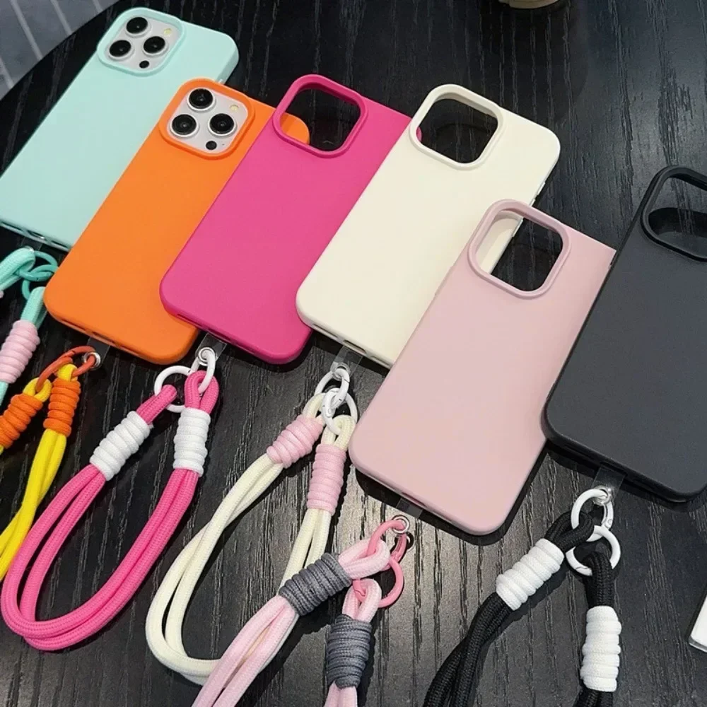 Leather Texture Phone Case with Hand Wrist Strap For iPhone 16 Pro Max 15 14 Plus 13 12 11 XS XR X Wristband Soft TPU Back Cover view 2
