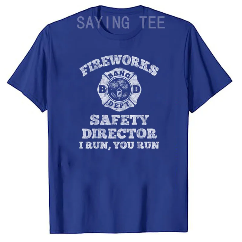 Funny Fireworks Safety Director Firefighter America Red Pyro T-Shirt Red Fire Dept Line Motif Chief's Retirement Graphic Tee Top