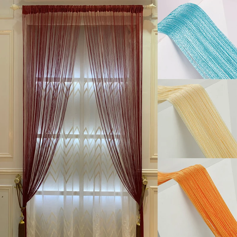 Window Blind Hanging Line Curtain Stripe Screen Ribbon String Divider Blind for Living Room Door Wall Panel Tassel Curtain