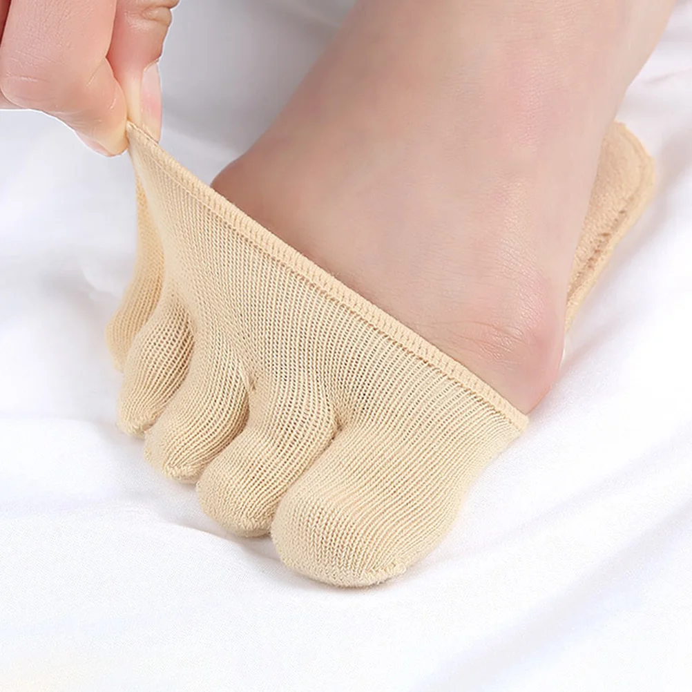 

2 Pairs Anti-Slip Sweat-Absorbing Cotton Socks Half Palm Toe Foot Support Breathable Comfortable Invisible Insole for All Shoes