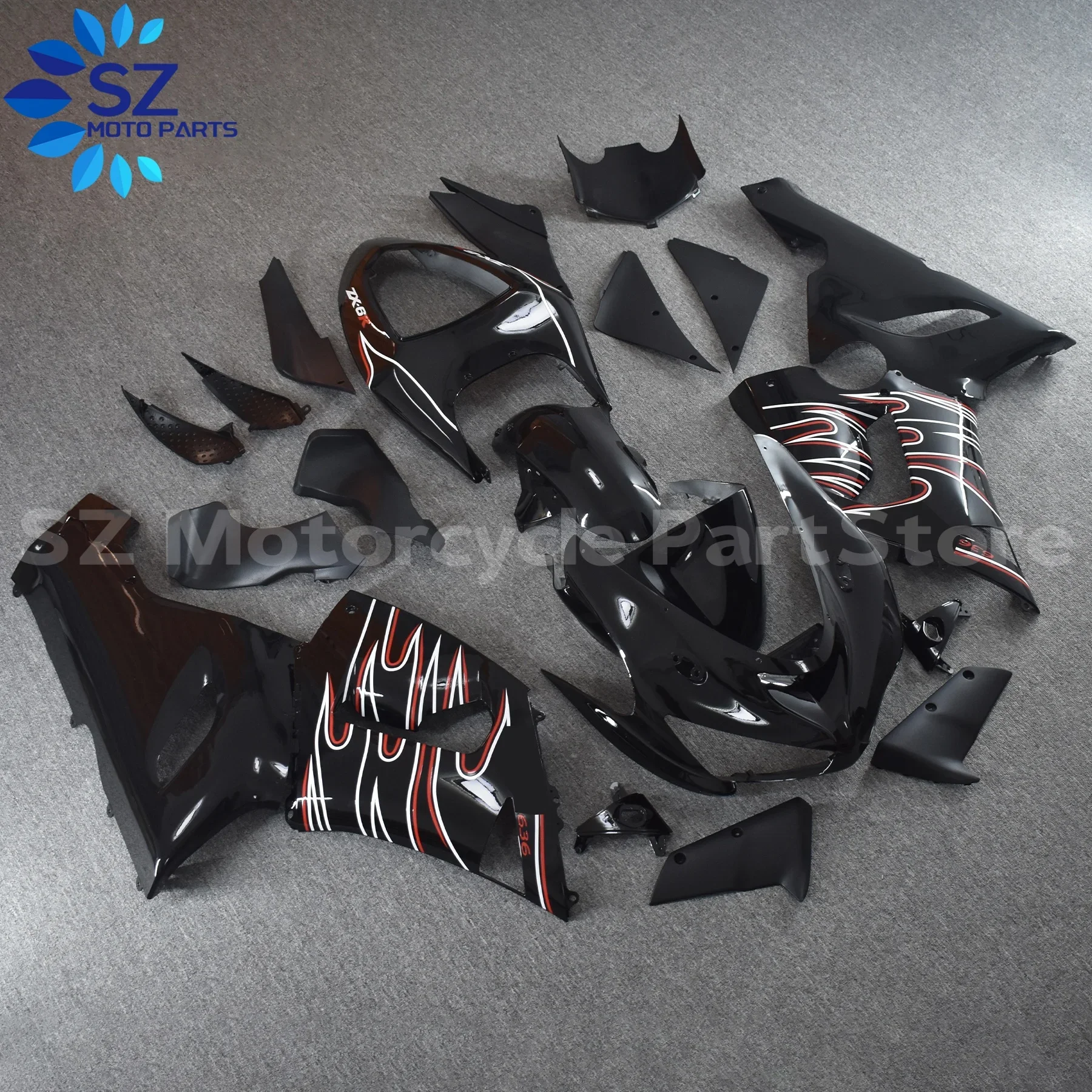 새로운 ABS 오토바이 풀 페어링 키트, 가와사키 ZX-6R ZX6R 636 2005 2006 05 06 맞춤형 페어링 키트 바디워크 쉘 세트