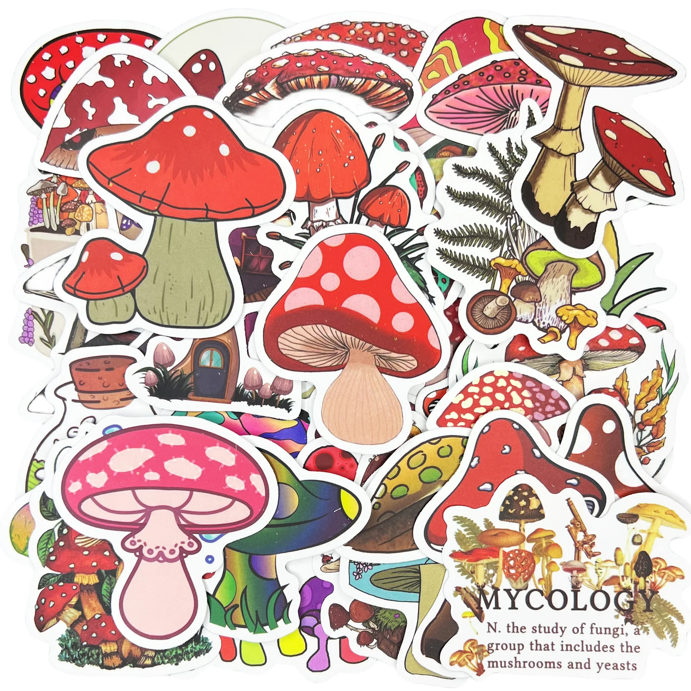 10/30/50Pcs Cartoon Mushroom Waterproof Graffiti Sticker Aesthetic Decorative Luggage Laptop Cup Phone Scrapbook Kids Stickers