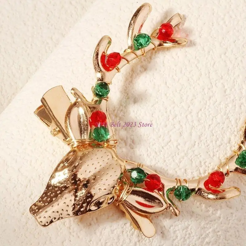 49me kerst rendier Hair Comb Festival Haarclip met Rhinestones Family Gathering Headpieces Holiday Celebration Props
