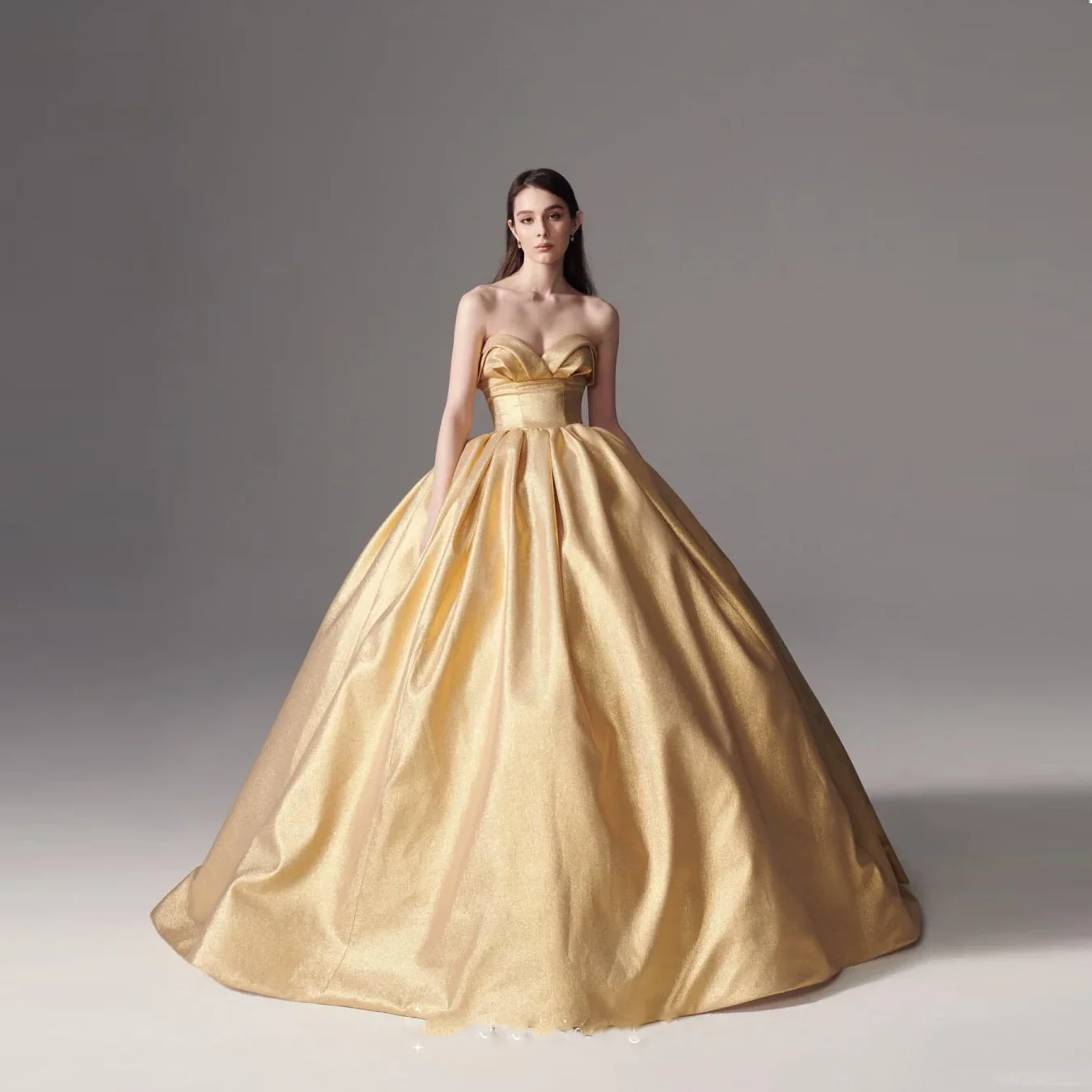 Elegance Gold Wedding Party Dresses Ball Gown vestido de noiva Special Event Sweetheart Wear Prom Gowns Off Shoulder Women Dress