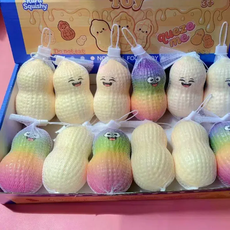 1 Pc Random Cute Peanut Shaped Slow Rebound Toy Stress Relief Squeeze Fidget Toy