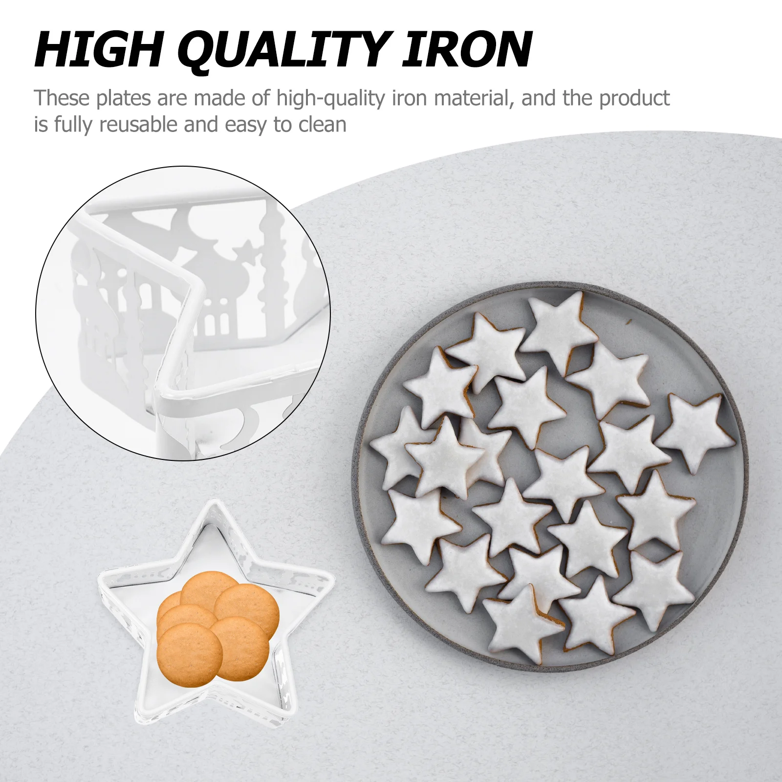 

2Pcs Moon Serving Trays Premium Iron Ramadan Eid Snack Storage Plates Decorative Muslim Festival Kitchen Supplies