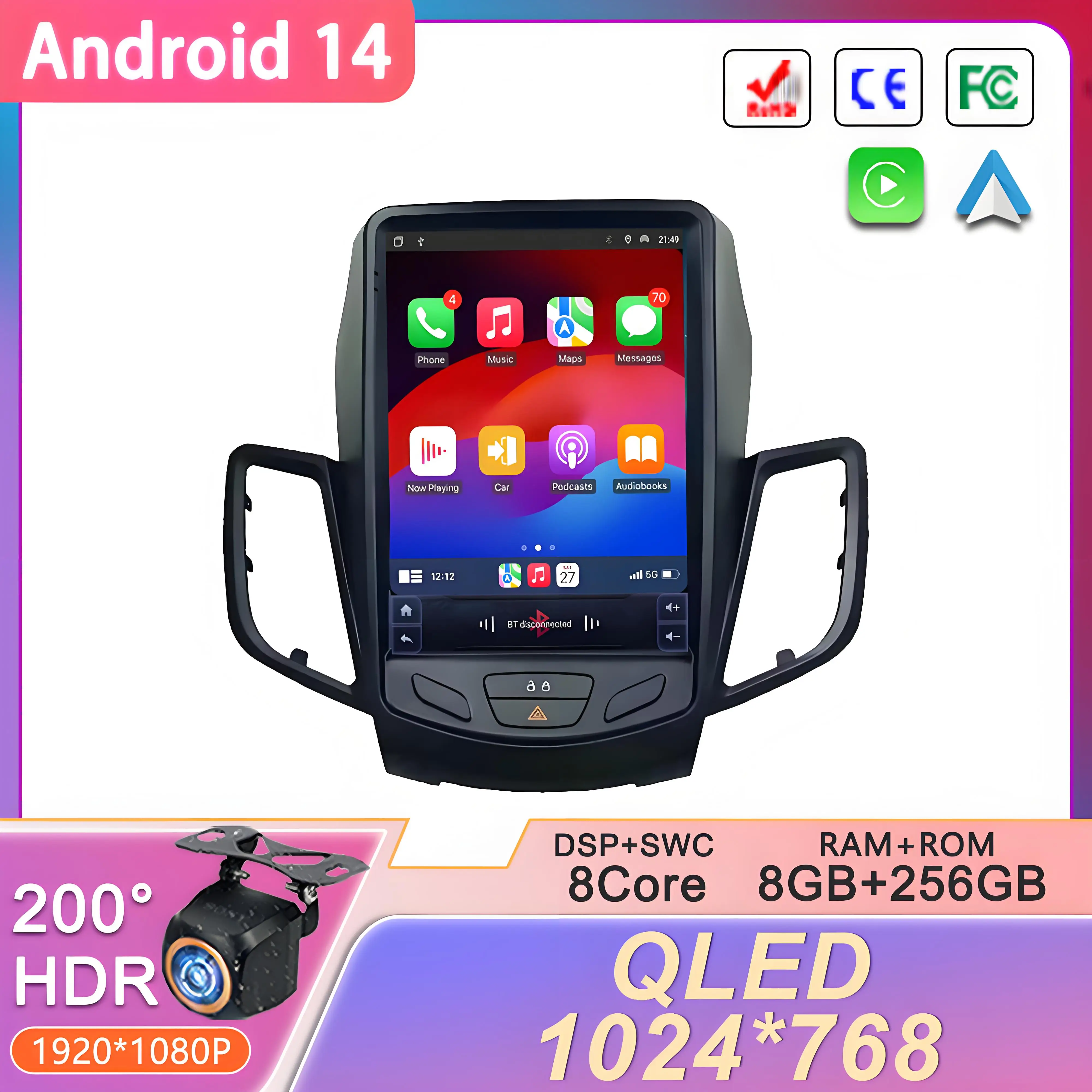 Android da 9.7 pollici per Ford Fiesta MK7 2009 - 2016 Autoradio Lettore multimediale Schermo di navigazione Unità principale Multimedia GPS per auto