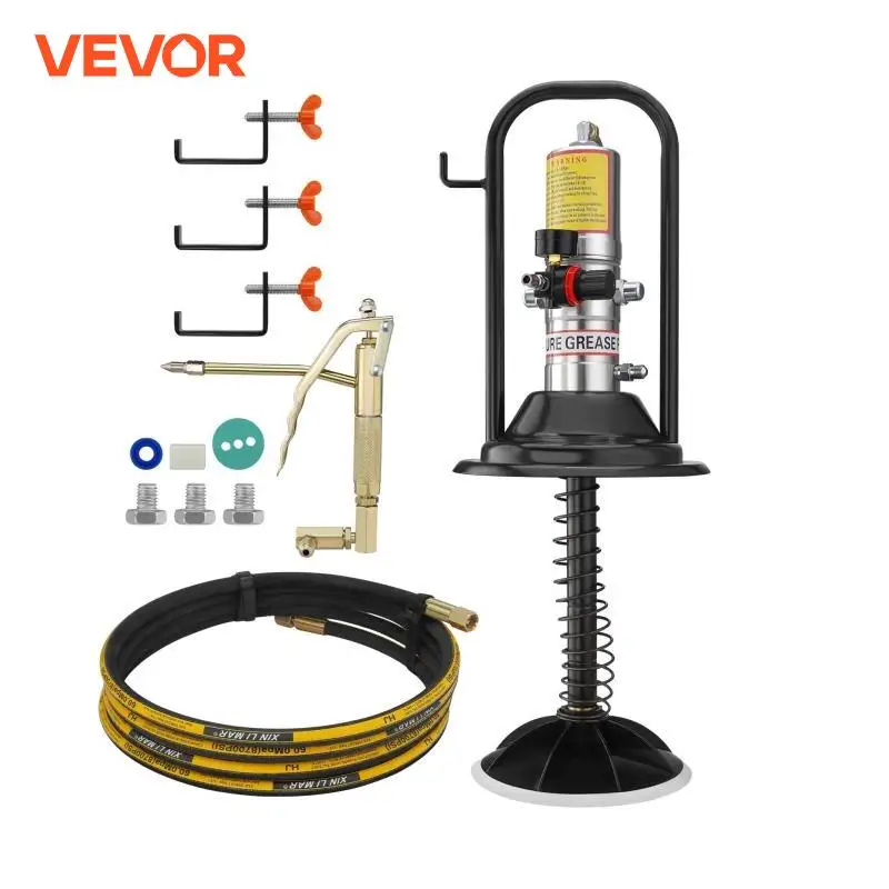 VEVOR Grease Pump 50:1 Pressure Ratio Air Operated with 13 ft High Hose Barrel Cap and Lubrication 360° Grease Gun Head for Cars