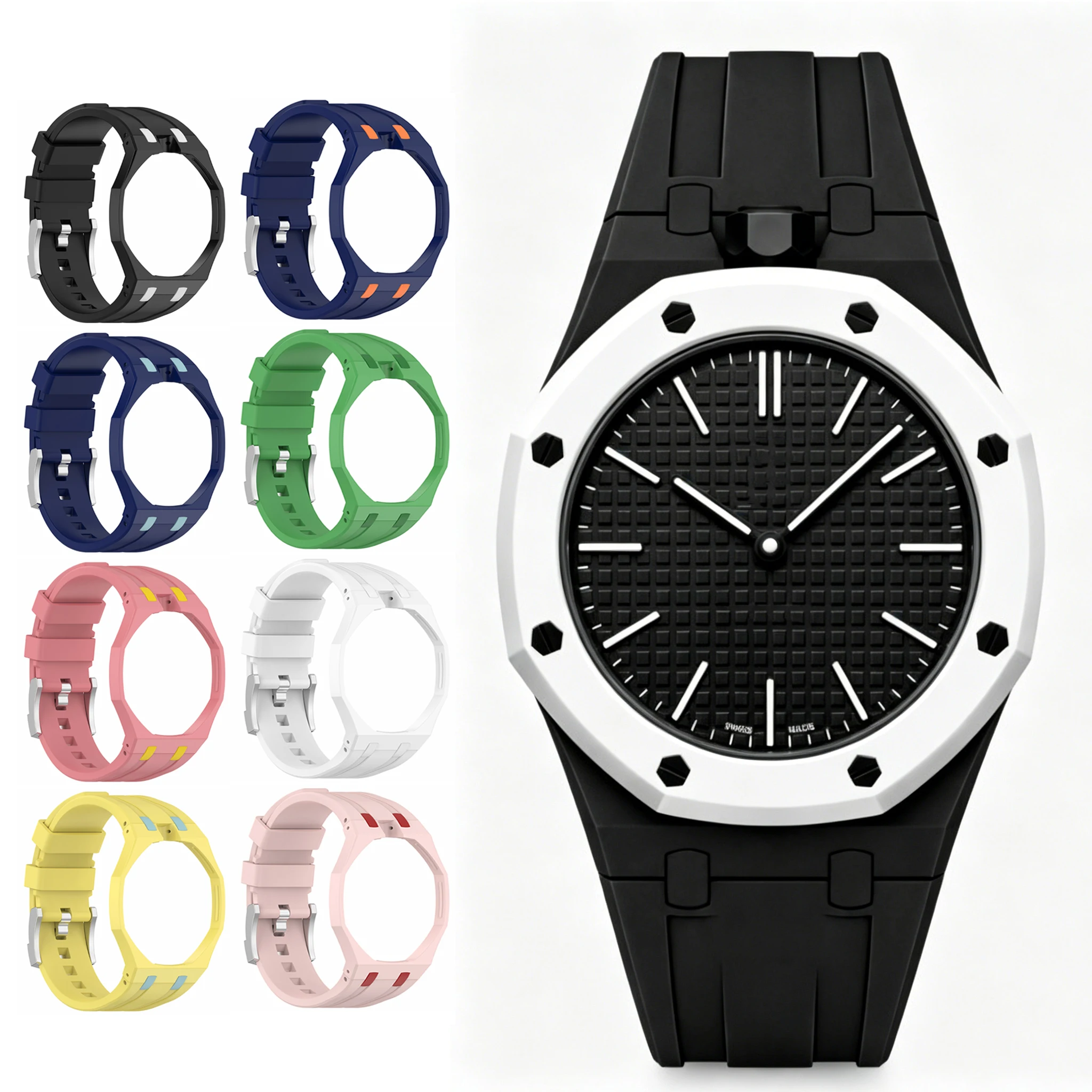 2 in 1 Case + Silicone Band for Swatch X AP Royal Pop Pocket Watch Change to Wristwatch Strap & PC Cover Accessories