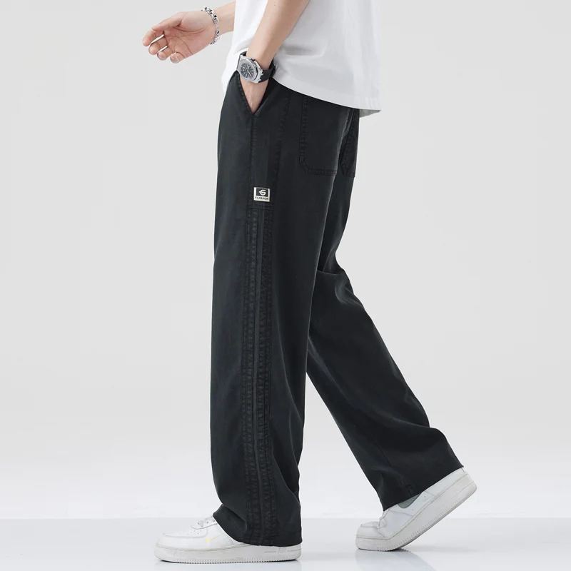 Pantalones vaqueros Lyocell para hombre 2025, nuevos pantalones casuales rectos sueltos finos de verano, pantalones vaqueros ligeros transpirables