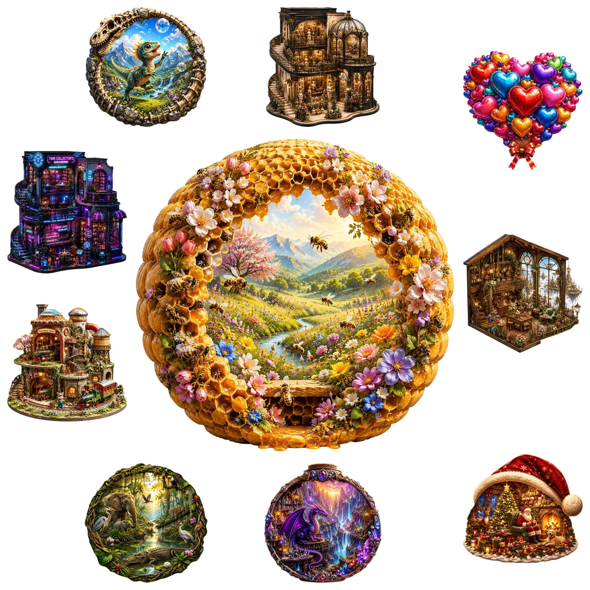 Countryside Flat Wooden Puzzle Educational Toy Animal Jigsaw Puzzle Tabletop Puzzle Game Gift for Teens and Kids