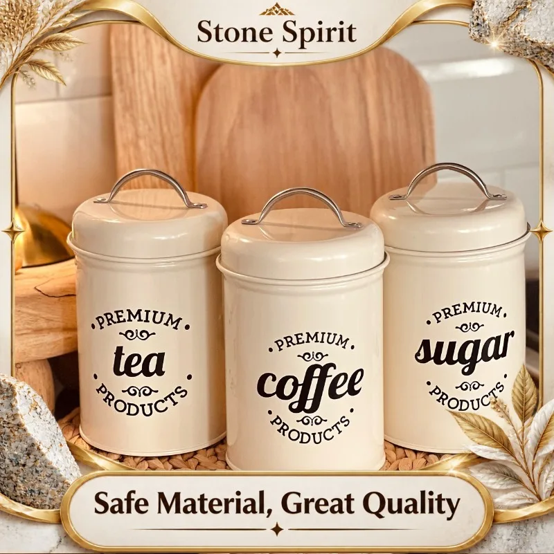 French Vintage Style Canister Set, Premium Large Capacity Storage Jars for Coffee Sugar, Kitchen Pantry & Home Decor Organizer