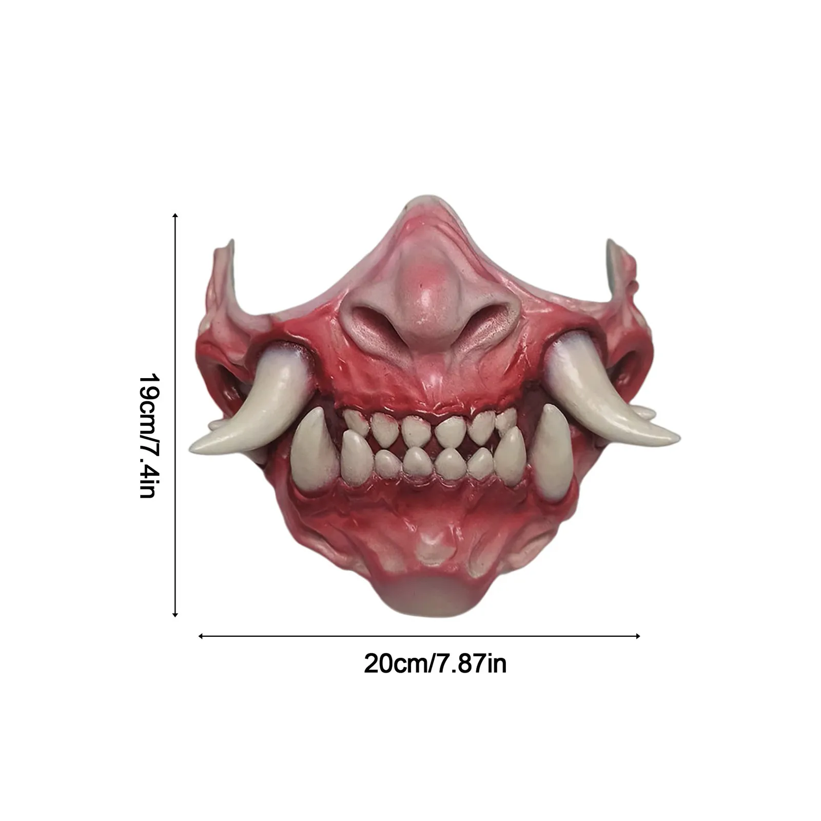Накладка на Лицо Латексная наполовину лица страшные зубы Хэллоуин-демон Униформа МАСКА ИГРУШКА Азия челюсти клыки наполовину лицо Косплей Костюм самура