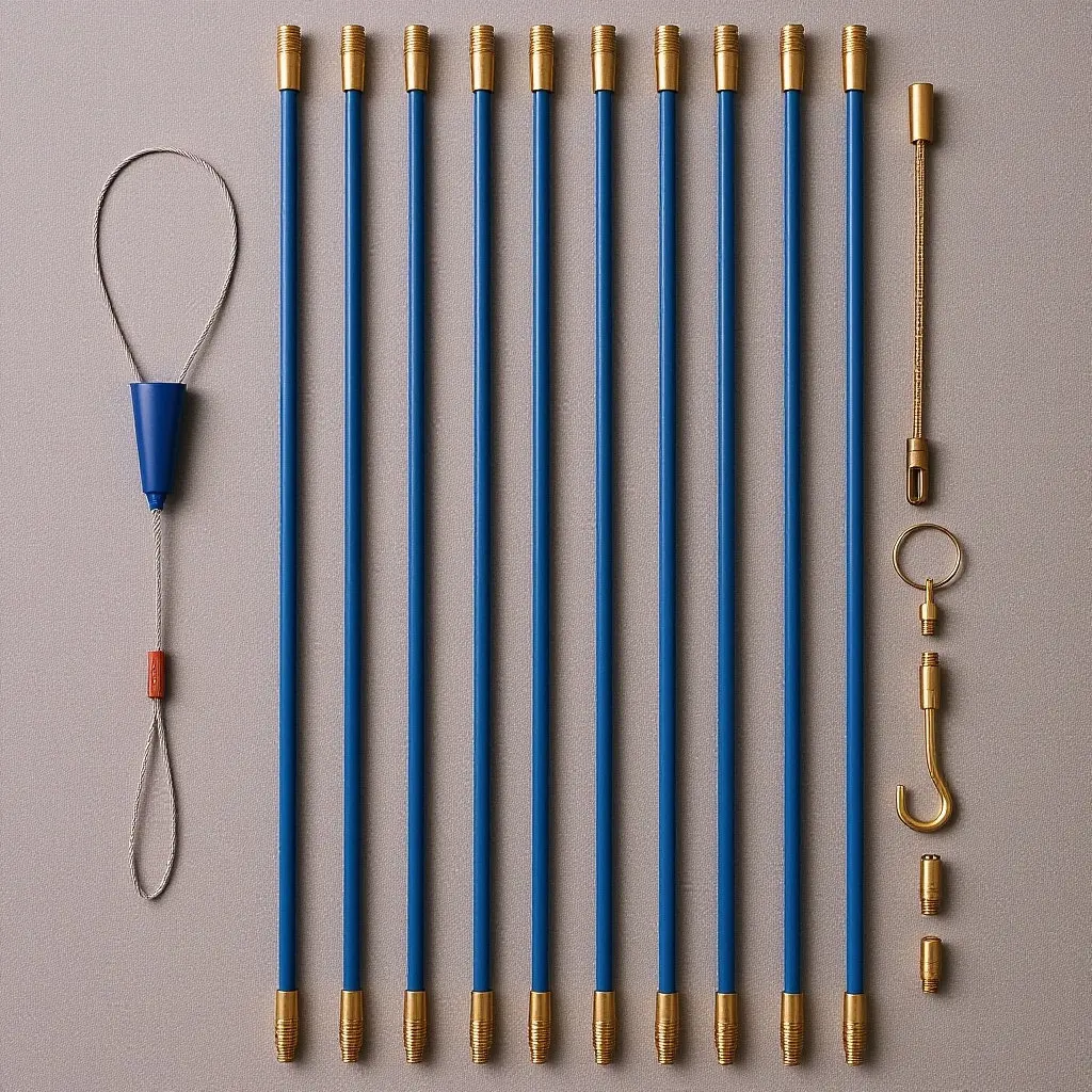 Electrical Wire Push Kit 1Set Fiberglass Fish Tape Rodder for Cable Puller Fish Sticks Electrical Installation Tool