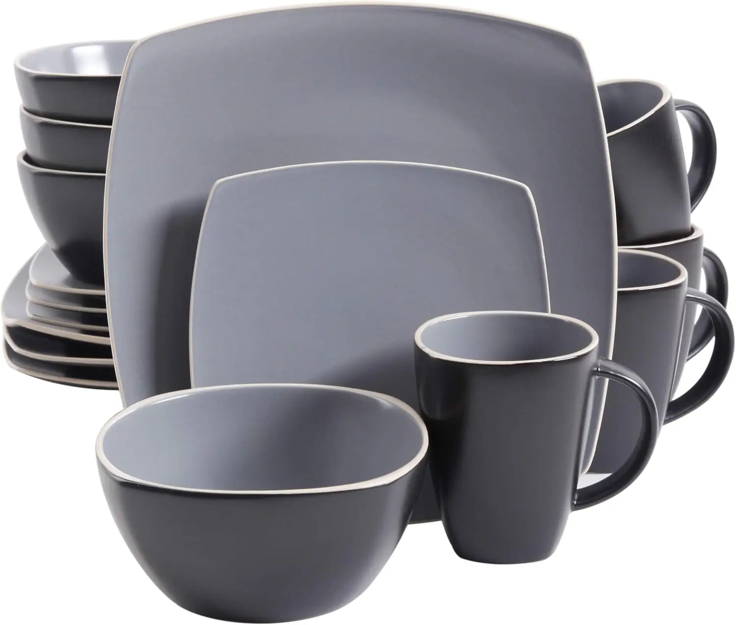 

Elite Lounge Dinnerware Set, Service for 4 (16pcs), Matte Gray
