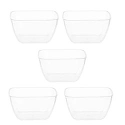 5pcs 70ml Disposable Salad Bowl Plastic Transparent Square Dessert Storage Bowl For Home Store Kitchen Widely Applicable Home