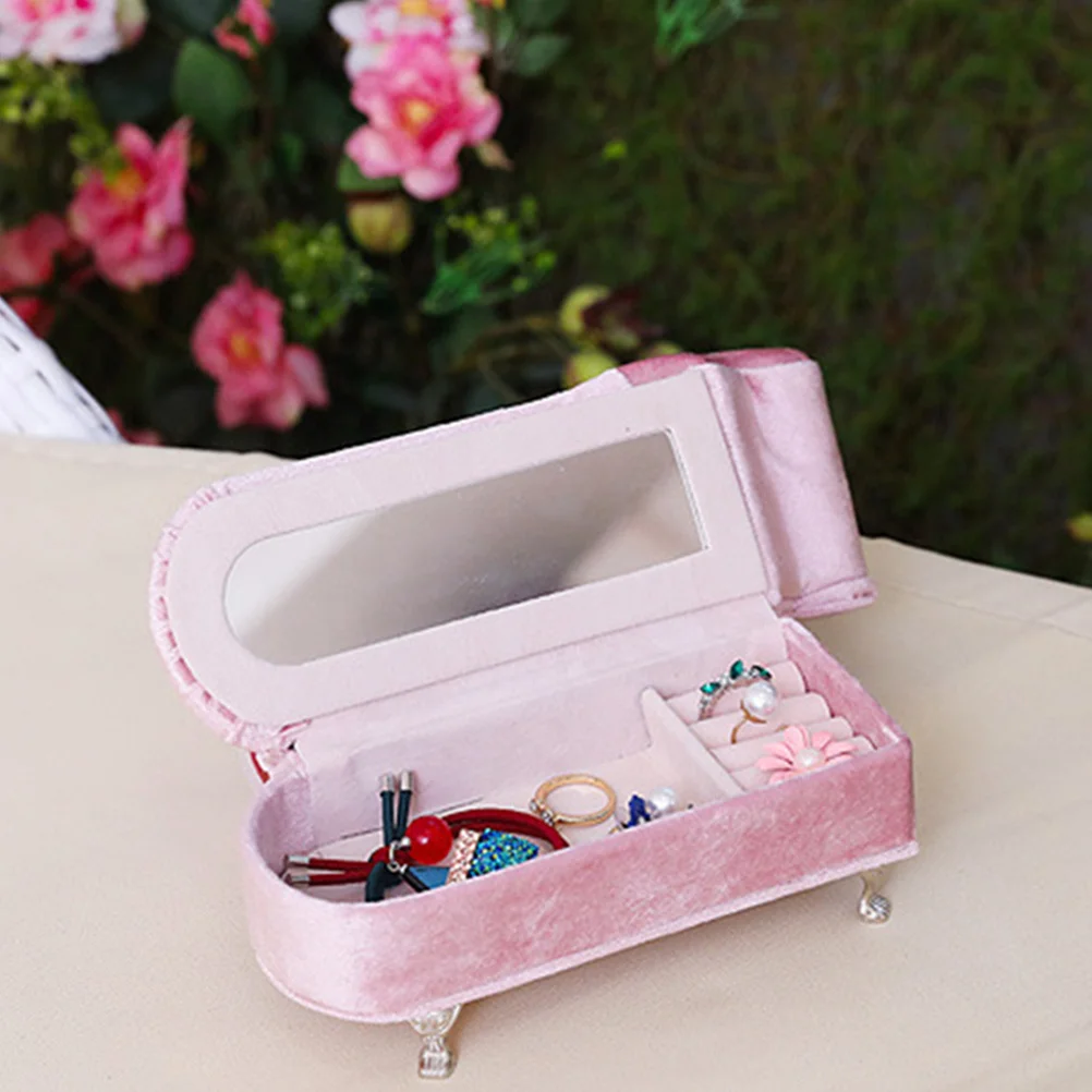 Sofa Jewelry Case Small Pearl Lace Design Jewelry Organizer Box for Rings Earrings Decorative Storage Gift Lint Trinket Box