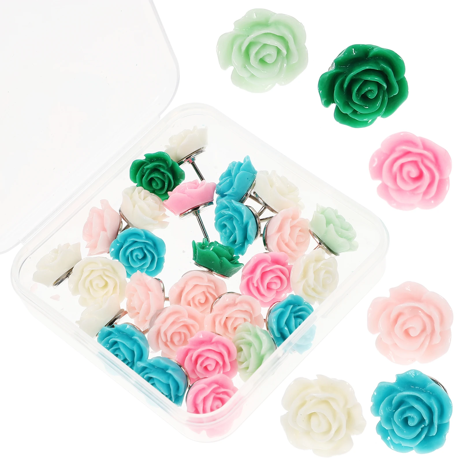 

30 Pcs Thumbtacks Resin Iron Material Reusable Push Pins Office Supplies Map Accessories Multi Function Thumb Tacks