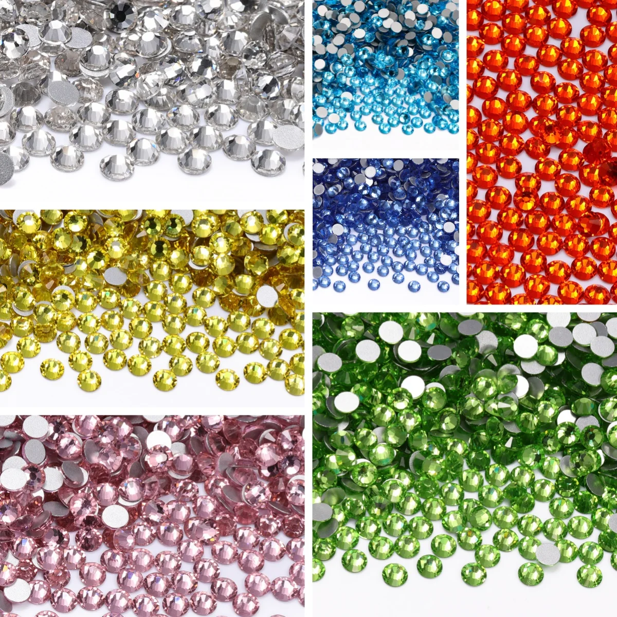 QIYI High Quality Glass Non Hotfix Rhinestones SS6-SS30 Silver Bottom Glitter Stones Crystal Nail Art DIY Crafts Decoration