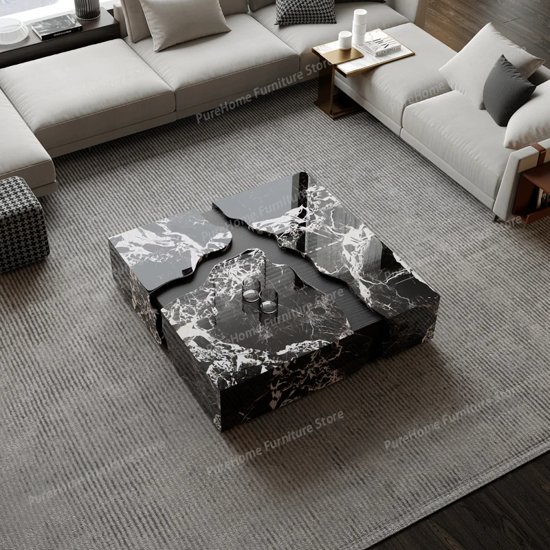 

Modern Waterpoor Coffee Table Italian Marble Quality Light Luxury Coffee Table Creativity Service Mesa Auxiliar Patio Furniture