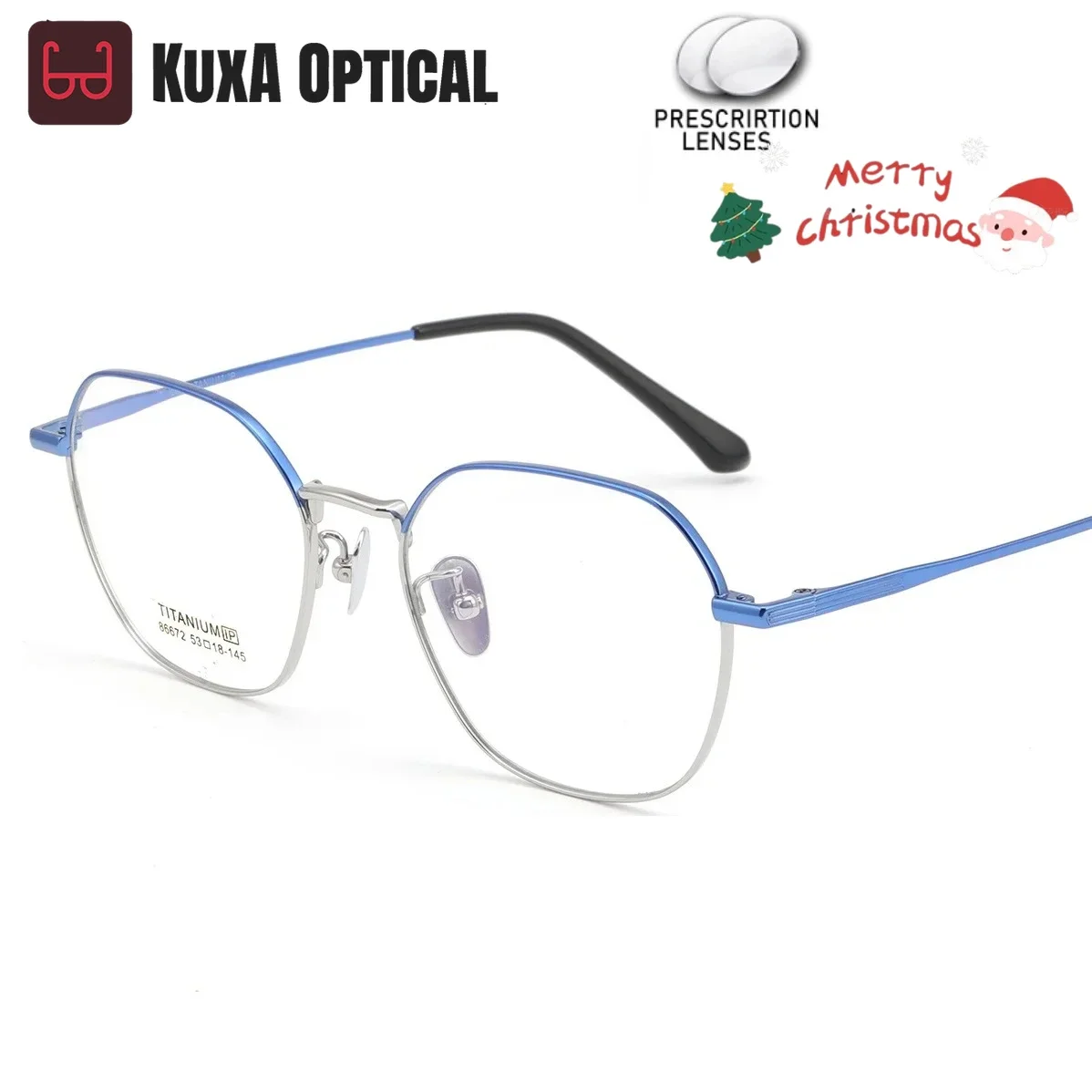 KUXA إطار نظارات مضلع هندسي للنساء من التيتانيوم نظارات بصرية للأشعة فوق البنفسجية وصفة طبية لقصر النظر مد البصر عدسة نظارات تقدمية