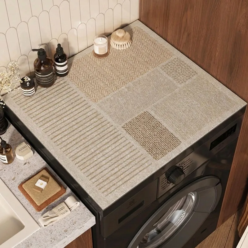 VIKAMA Japanese Style Simple Washing Machine Countertop Protection Pad Suction Drum Washing Machine Dust Cover Home Decor Rug