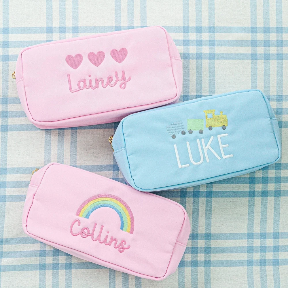 

Wholesale Pouch Durable Toiletry Bag Cosmetic Bag Custom logo Makeup Large Capacity Nylon Makeup Bag with Golden Zipper