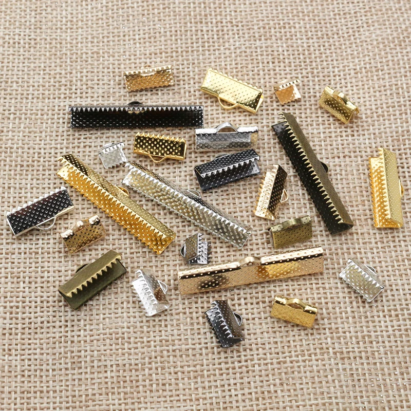 50pcs Cove Clasps Cord End Caps String Ribbon Leather Clip DIY Jewelry Making Supplies for Necklace Bracelet Connector Findings