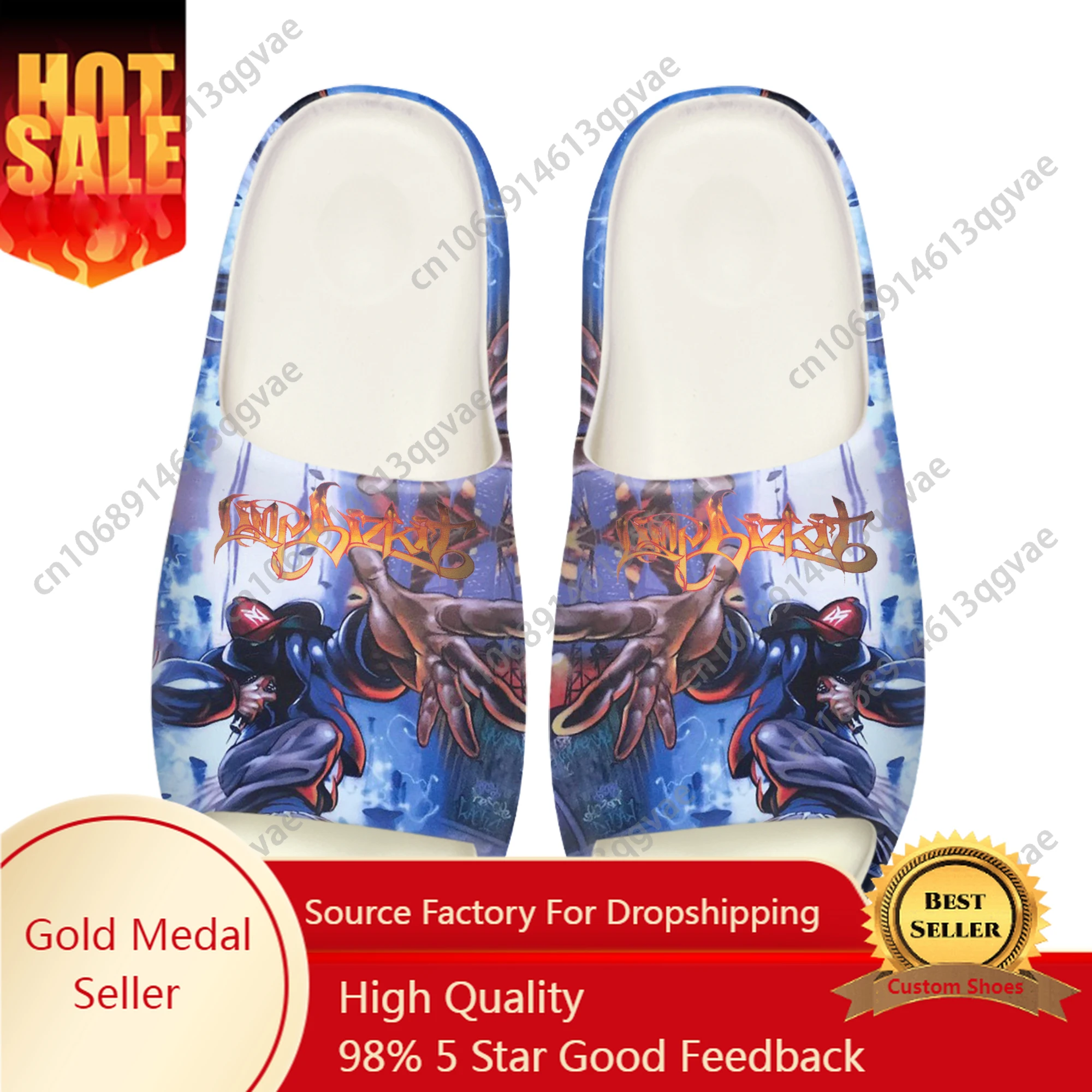 

Limp Bizkit Metal Rock Band Soft Sole Sllipers Mens Womens Teenager Bathroom Home Clogs Custom Water Shoes on Sandals Shoes